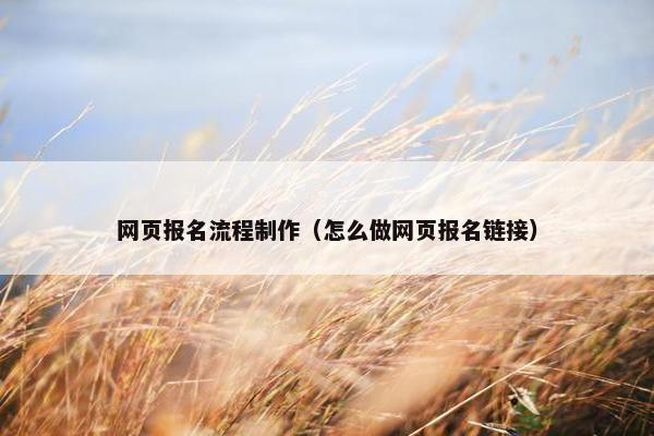 网页报名流程制作（怎么做网页报名链接）