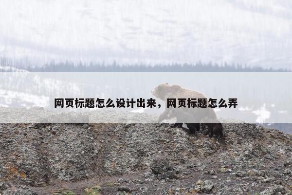 网页标题怎么设计出来，网页标题怎么弄