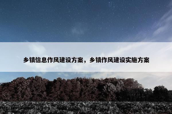 乡镇信息作风建设方案，乡镇作风建设实施方案