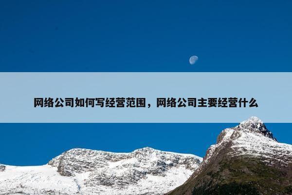 网络公司如何写经营范围，网络公司主要经营什么