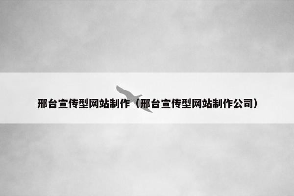 邢台宣传型网站制作（邢台宣传型网站制作公司）