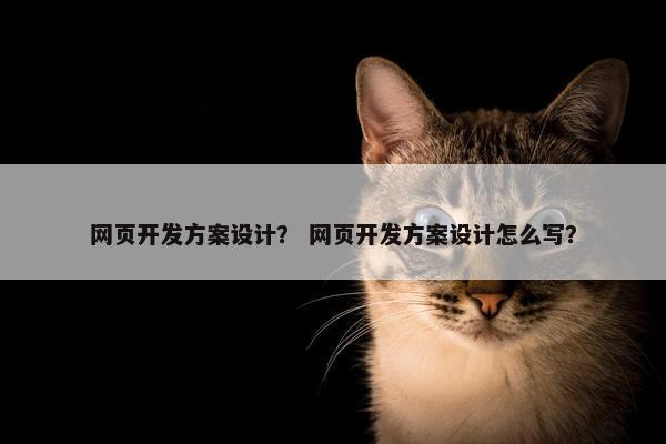 网页开发方案设计？ 网页开发方案设计怎么写？