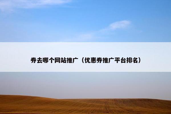 券去哪个网站推广（优惠券推广平台排名）