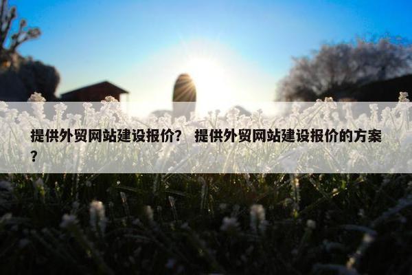 提供外贸网站建设报价？ 提供外贸网站建设报价的方案？