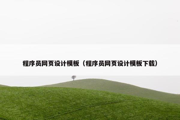 程序员网页设计模板（程序员网页设计模板下载）