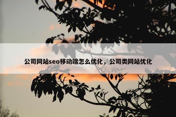 公司网站seo移动端怎么优化，公司类网站优化