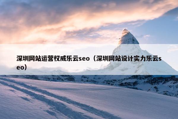 深圳网站运营权威乐云seo（深圳网站设计实力乐云seo）