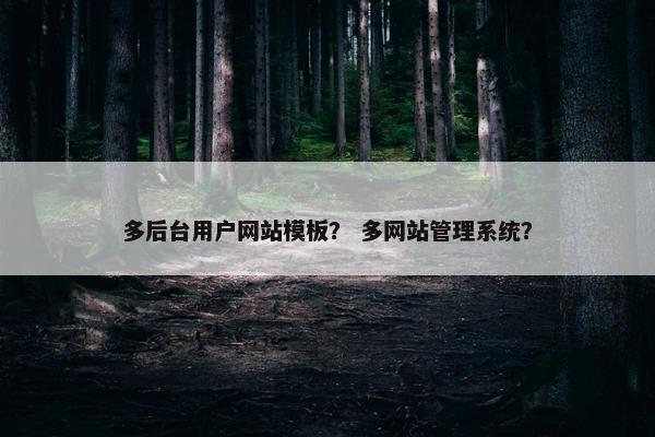 多后台用户网站模板？ 多网站管理系统？