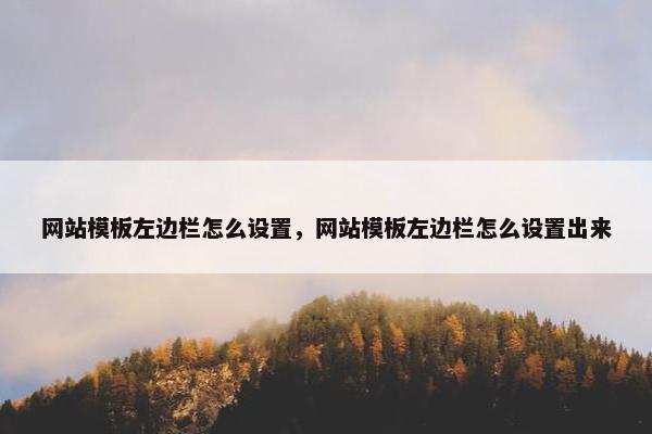 网站模板左边栏怎么设置，网站模板左边栏怎么设置出来
