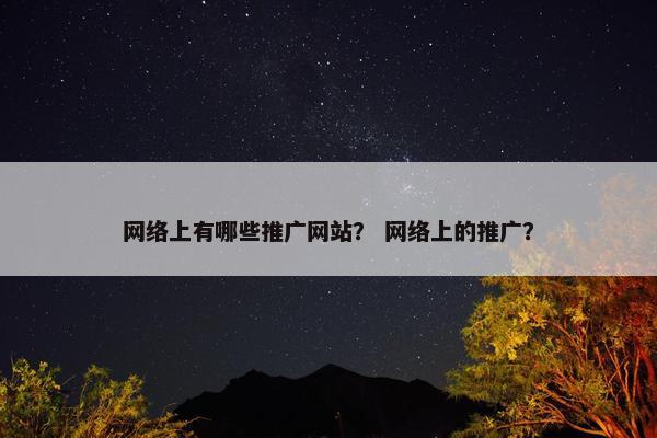 网络上有哪些推广网站？ 网络上的推广？
