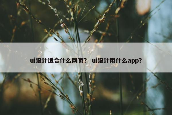 ui设计适合什么网页？ ui设计用什么app？