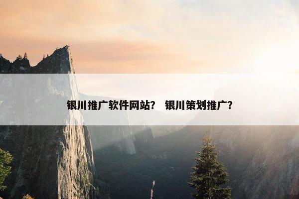 银川推广软件网站？ 银川策划推广？