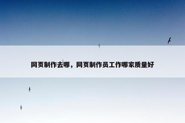 网页制作去哪，网页制作员工作哪家质量好