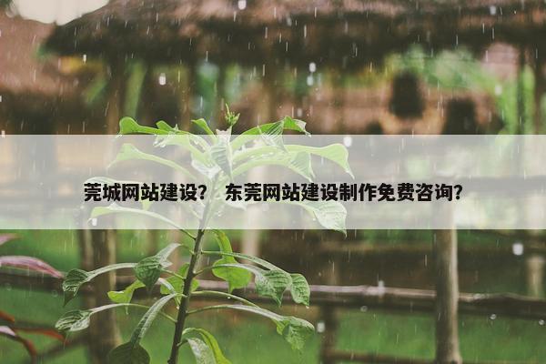 莞城网站建设？ 东莞网站建设制作免费咨询？