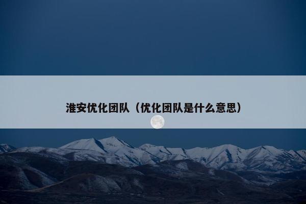 淮安优化团队（优化团队是什么意思）