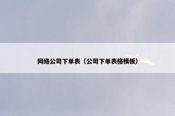 网络公司下单表（公司下单表格模板）